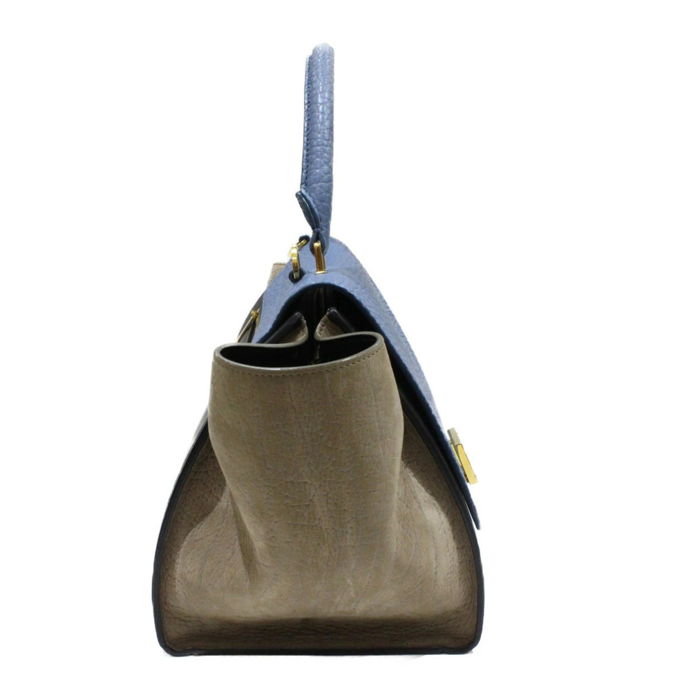 CELINE Trapeze Blue Black Beige Leather Suede 2way Shoulder Bag - Picture 3 of 9